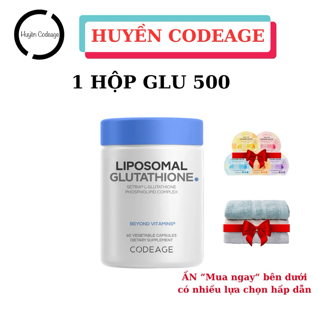 glutathione codeage 500mg Viên GLU 500mg Liposomal Glutathione Codeage 500mg/ 2 viên 1 lọ 60 viên -  Huyền Codeage