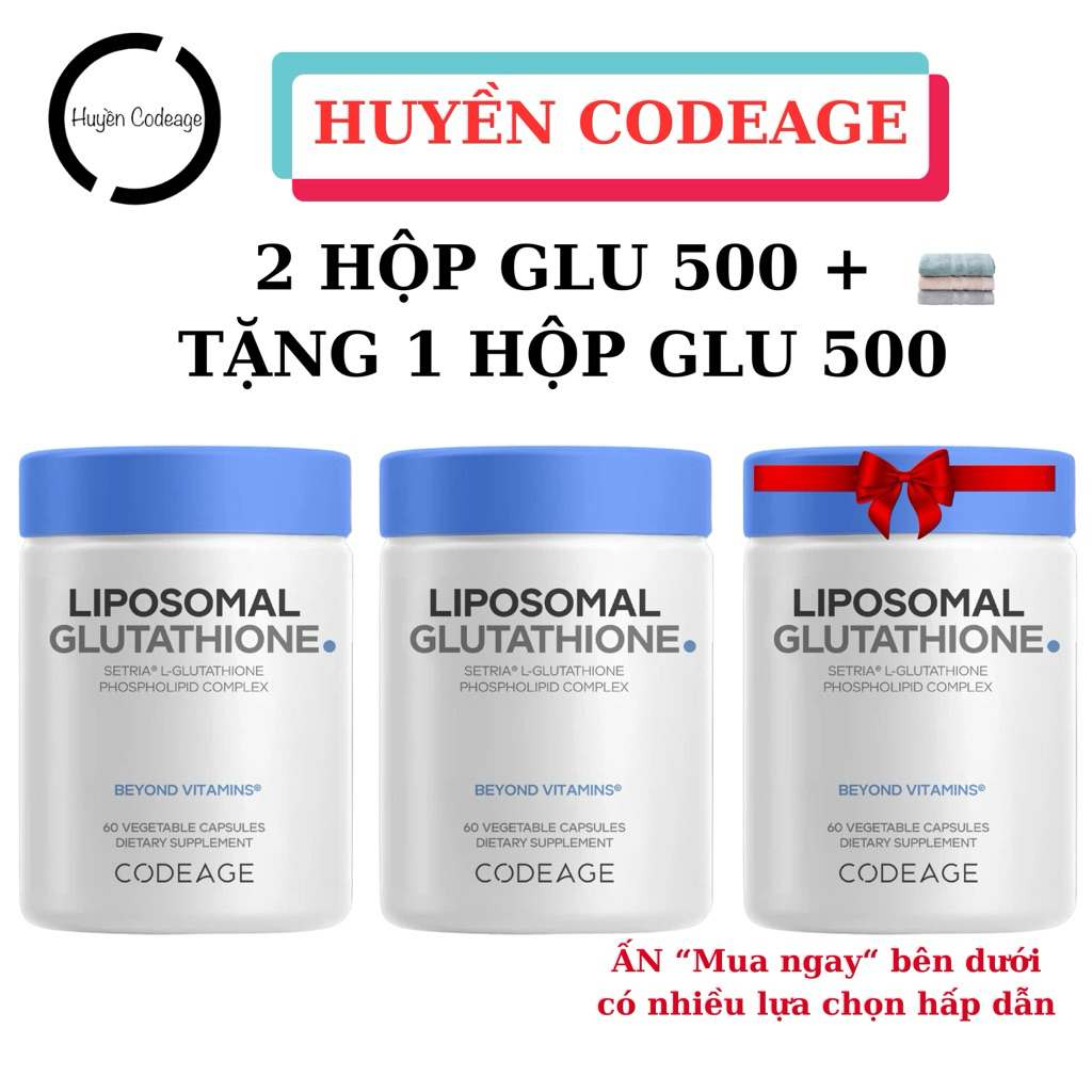glutathione 500 mg lọ 60 viên COMBO Viên GLU 500mg Glutathione Codeage 500mg/ 2 viên 1 lọ 60 viên - Huyền  Codeage