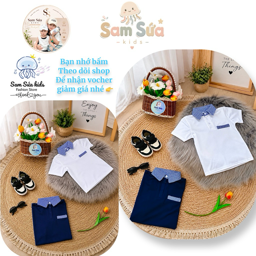 {8-45KG} 🔥 ÁO POLO BÉ TRAI – Chất Thun Cá Sấu Mềm, Form Đẹp, Co Giãn Nhẹ, Dễ Mặc Đi Học Đi Chơi | Sam Sứa Kids