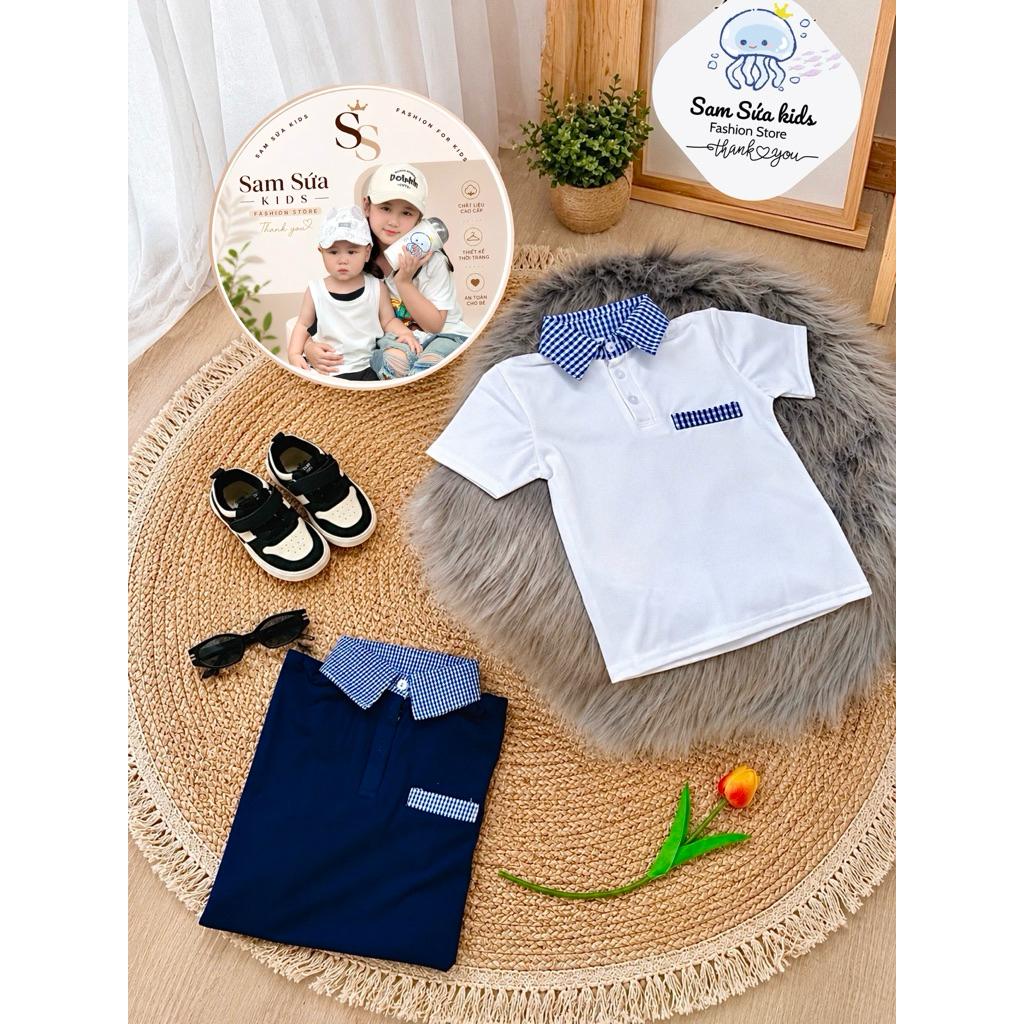 {8-45KG} 🔥 ÁO POLO BÉ TRAI – Chất Thun Cá Sấu Mềm, Form Đẹp, Co Giãn Nhẹ, Dễ Mặc Đi Học Đi Chơi | Sam Sứa Kids