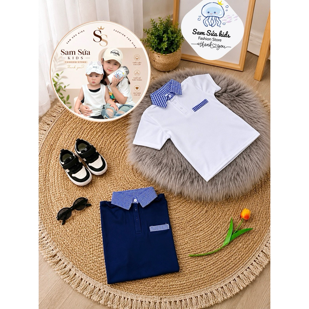 {8-45KG} 🔥 ÁO POLO BÉ TRAI – Chất Thun Cá Sấu Mềm, Form Đẹp, Co Giãn Nhẹ, Dễ Mặc Đi Học Đi Chơi | Sam Sứa Kids