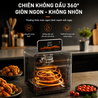 Nồi chiên không dầu 15L màn hình cảm ứng, cửa sổ trong suốt, chiên nướng đa năng siêu tiện lợi