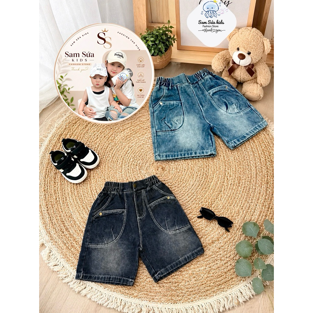 {HÀNG SẴN} 🇰🇷 QUẦN SHORT NGỐ TÚI HỘP – Phong Cách Hàn Quốc, Form Năng Động, Chất Jean Mềm Mát Dễ Mặc | Sam Sứa Kids