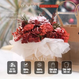 Hoa nến thơm tone đỏ, Hương thơm tinh dầu, quà tặng sinh nhật, quà tặng tốt nghiệp - Red Flower Candle - ONIÕ