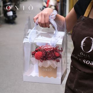 Hoa nến thơm tone đỏ, Hương thơm tinh dầu, quà tặng sinh nhật, quà tặng tốt nghiệp - Red Flower Candle - ONIÕ