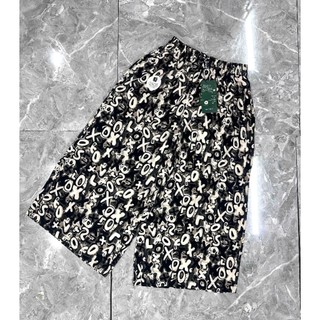 (Sẵn) 27KVQ010 Quần lanh chun gấu kenva quần  lanh cotton Hàn mặc nhà dáng suông lửng tôn dáng trẻ trung họa tiết