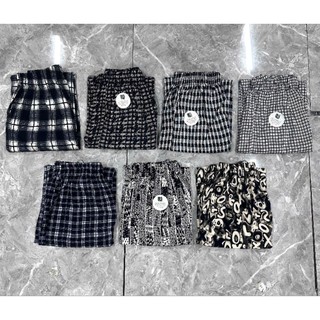 (Sẵn) 27KVQ010 Quần lanh chun gấu kenva quần  lanh cotton Hàn mặc nhà dáng suông lửng tôn dáng trẻ trung họa tiết