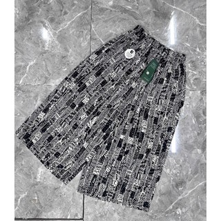 (Sẵn) 27KVQ010 Quần lanh chun gấu kenva quần  lanh cotton Hàn mặc nhà dáng suông lửng tôn dáng trẻ trung họa tiết