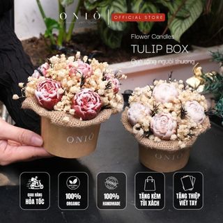 Hoa nến thơm tone nâu/đỏ, Hương thơm tinh dầu, quà tặng sinh nhật, quà tặng tốt nghiệp - Tulip Box - ONIÕ