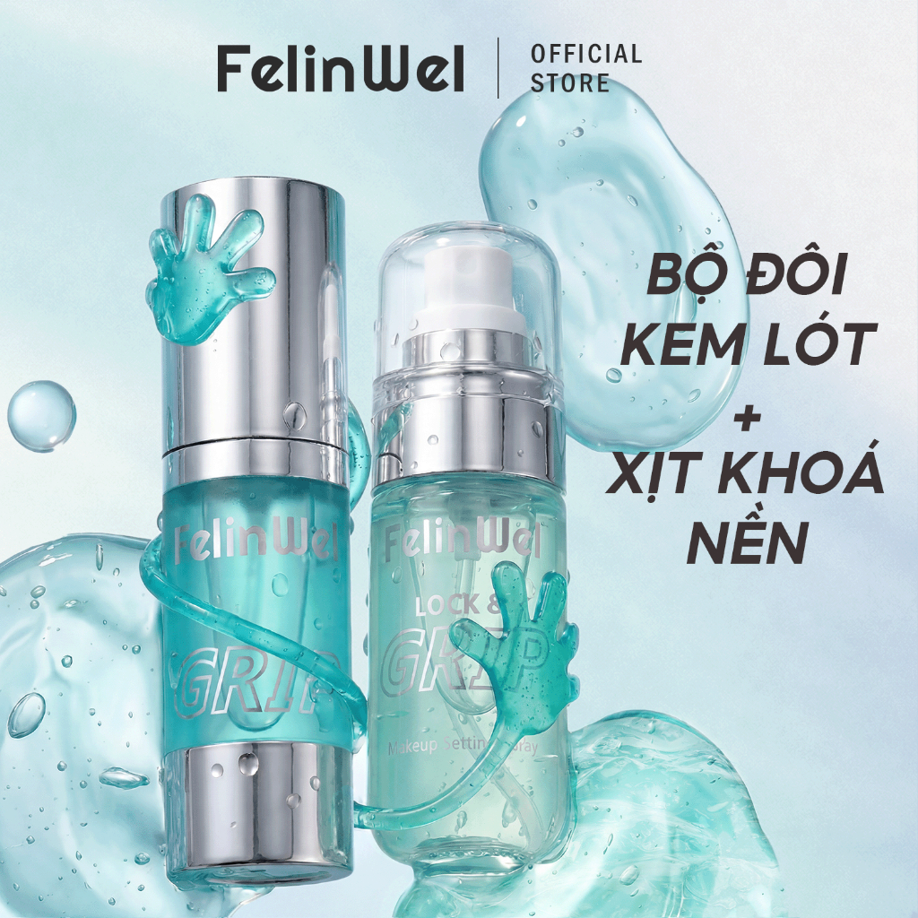 FelinWel Bộ Đôi Kem Lót + Xịt Khoá Nền, Thành Phần Thân Thiện Với Da, Kiểm Soát Dầu, Lâu Trôi, 30ml + 60ml