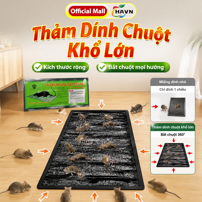 Keo Dính Chuột Siêu Dính Khổ Lớn - Bẫy Chuột Cống, Nhà Kho - An Toàn, Không Độc Hại - Combo Tái Sử Dụng Nhiều Lần