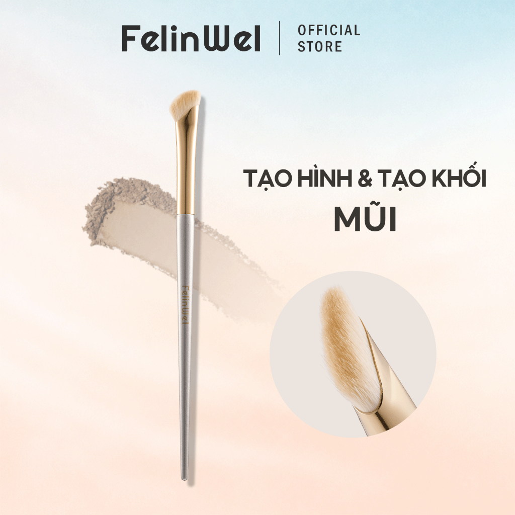 FelinWel - Cọ Trang Điểm Chi Tiết Vùng Mũi & Mắt, Lông Tơ Nhân Tạo Siêu Mềm Không Rụng, Đa Năng Dễ Kiểm Soát