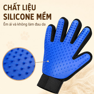 Găng Tay Chải Lông Thú Cưng Silicone 5 Ngón Cho Chó Mèo - Loại Bỏ Lông Rụng, Massage Nhẹ Nhàng