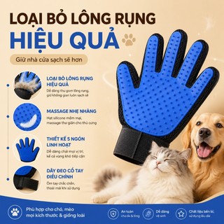 Găng Tay Chải Lông Thú Cưng Silicone 5 Ngón Cho Chó Mèo - Loại Bỏ Lông Rụng, Massage Nhẹ Nhàng