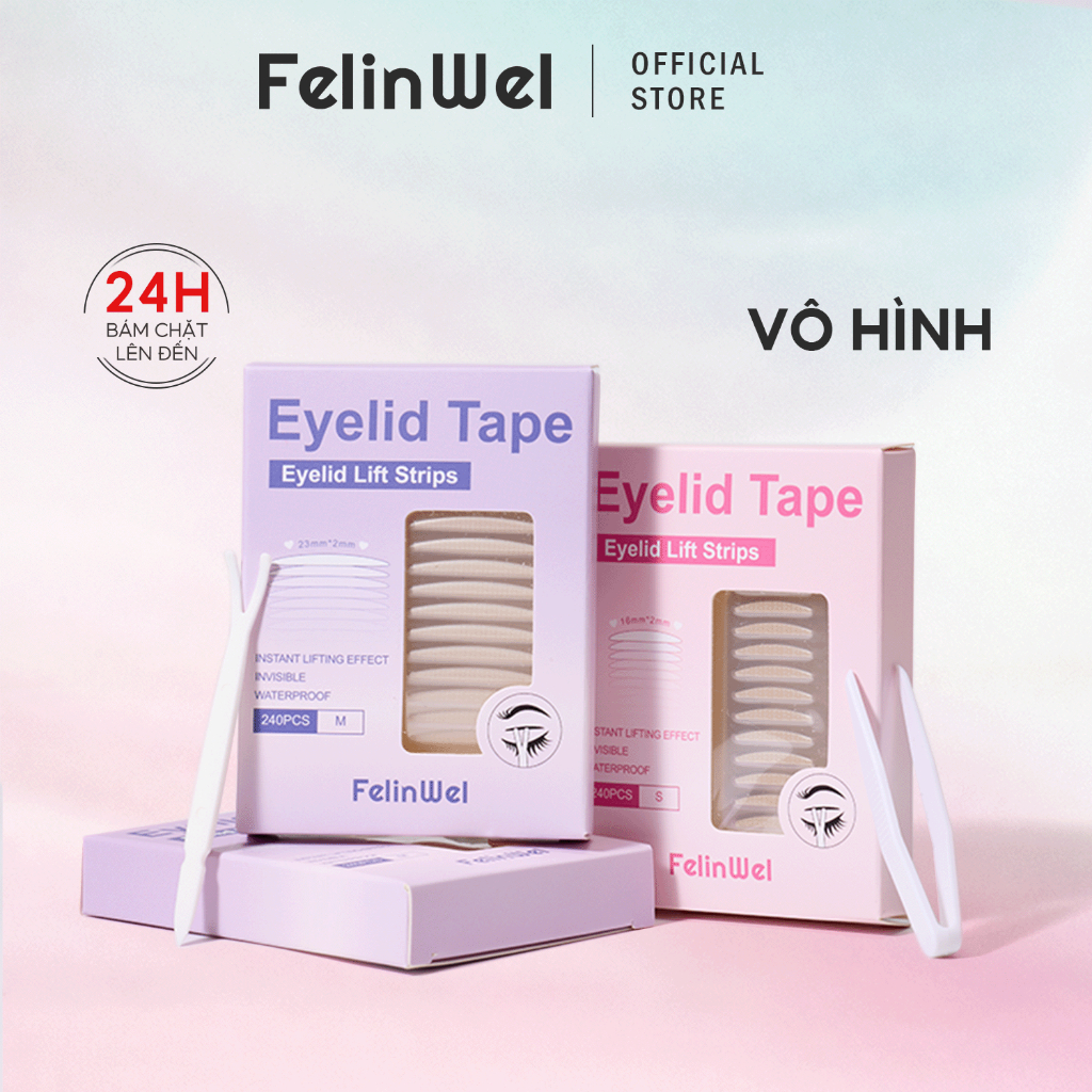FelinWel - Miếng Dán Mí Vô Hình Không Thấm Nước Lâu Trôi, Dành Cho Mắt Sụp Mí, Tự Dính, Có 2 Loại, Kèm Dụng Cụ