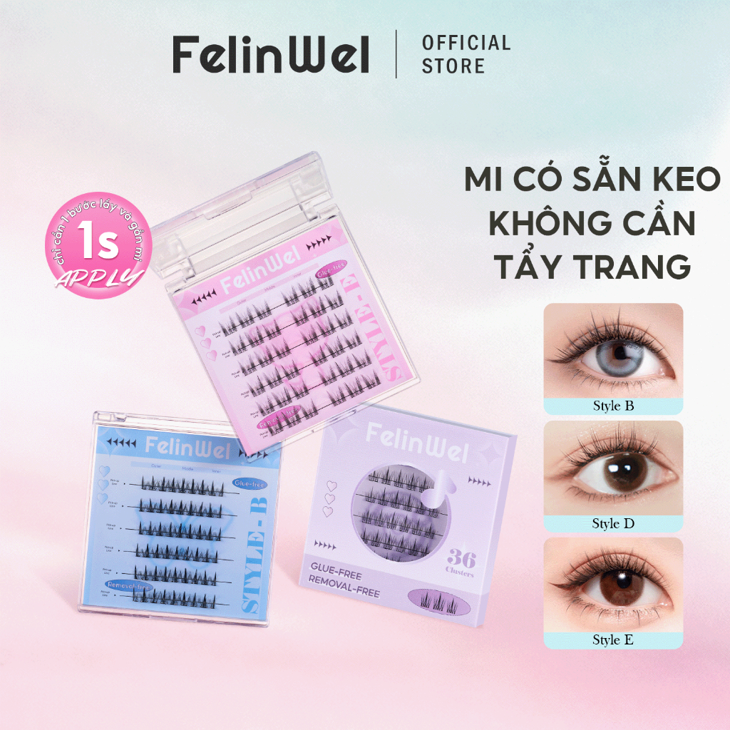 FelinWel - Mi Có Sẵn Keo Tự Dính, Không Cần Tra Keo, Không Cần Tẩy Trang, Tiết Kiệm Thời Gian & Đặc Biệt Tái Sử Dụng