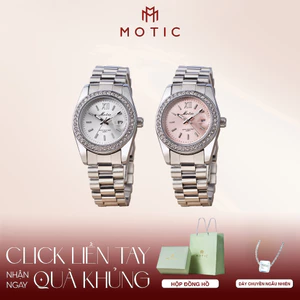 Đồng Hồ Nữ MOTIC 9855 – Mặt Viền Đá Sáng - Thiết Kế Thanh Lịch, Thời Trang Dễ Phối Đồ