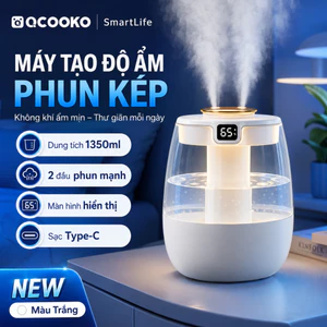 Máy Tạo Ẩm Để Bàn Gia Đình 2 Đầu Phun Máy Phun Sương Màn Hình KTS Đèn Ngủ Dịu Nhẹ