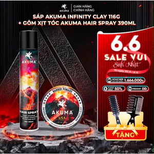 Sáp Vuốt Tóc Nam 56G, Gôm Xịt Tóc, Xịt Tạo Phồng Tóc AKUMA Hàng Chính Hãng