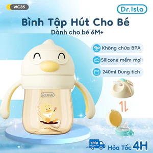 Bình Tập Hút Cho Bé Dr.isla bình sữa Vật liệu PPSU 240ml gồm hai vòi uống BPA Free an toàn và tiện lợi WC35