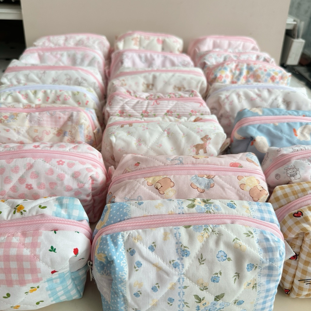 Túi Ví Pouch Dây Kéo Mini Đựng Mỹ Phẩm Đồ Vật Dụng Linh Tinh Mini Pouch Vải Phao Dễ Thương Nhiều Màu Sắc