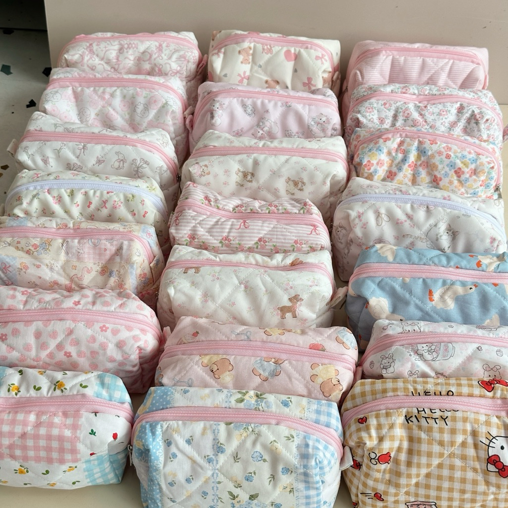Túi Ví Pouch Dây Kéo Mini Đựng Mỹ Phẩm Đồ Vật Dụng Linh Tinh Mini Pouch Vải Phao Dễ Thương Nhiều Màu Sắc