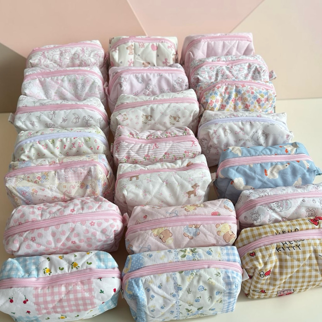 Túi Ví Pouch Dây Kéo Mini Đựng Mỹ Phẩm Đồ Vật Dụng Linh Tinh Mini Pouch Vải Phao Dễ Thương Nhiều Màu Sắc