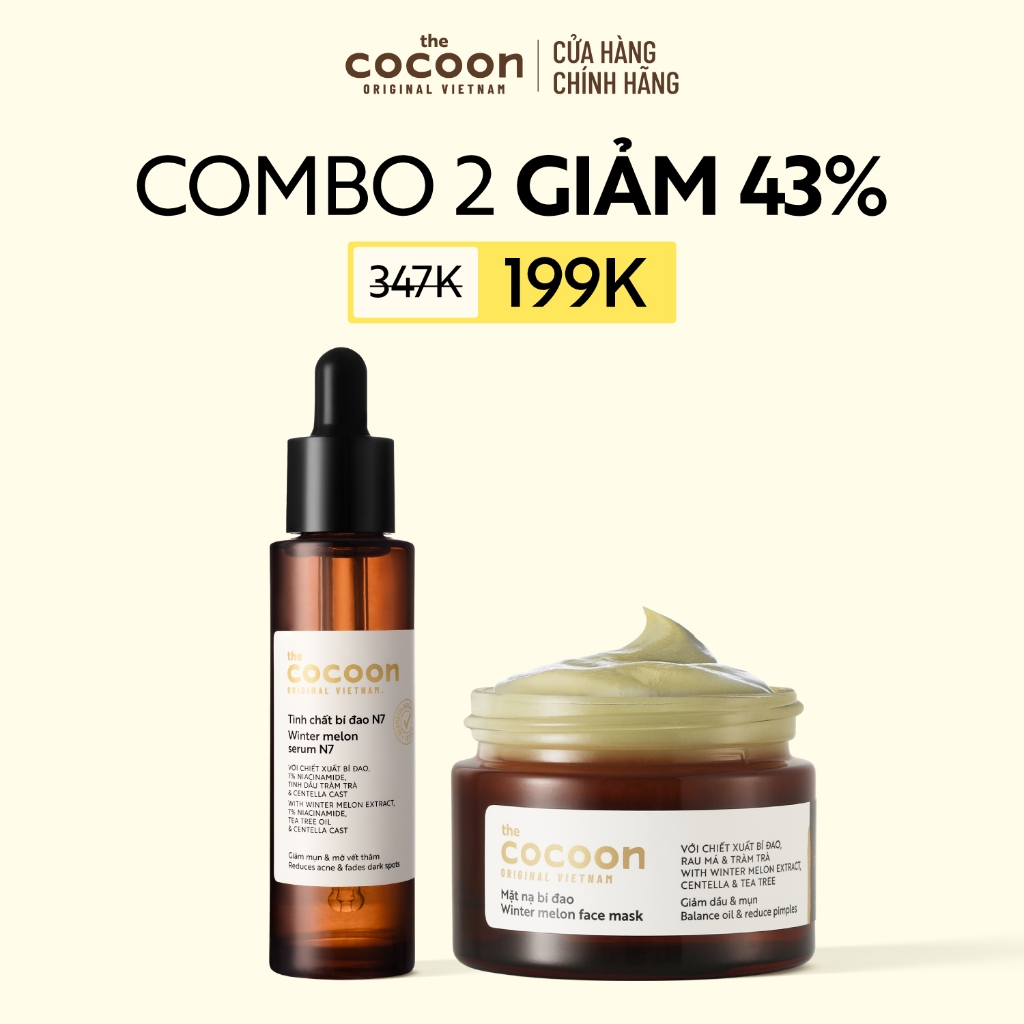[MUA 2 GIẢM 45%] Combo Tinh chất bí đao (serum) 7% Niacinamide (N7) 30ml + Mặt nạ bí đao 30ml