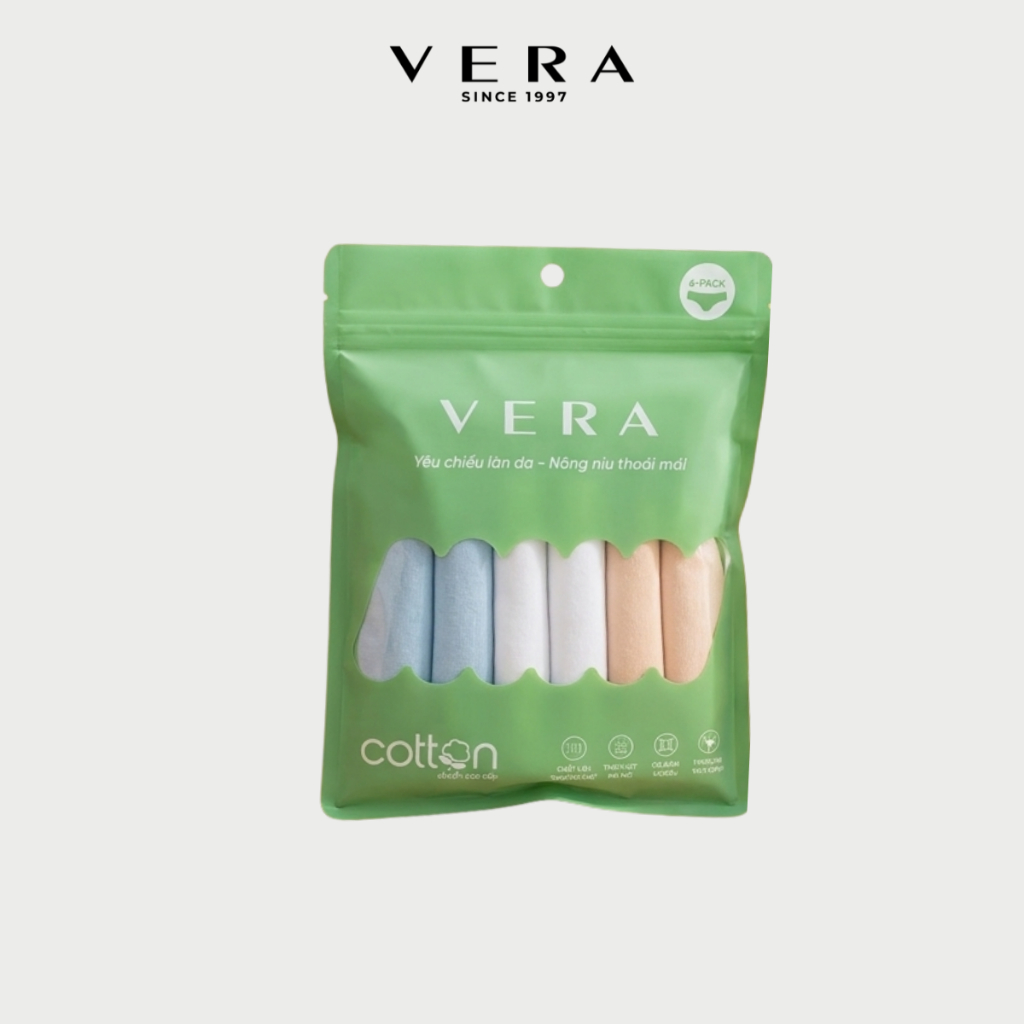 [LIVE] Combo túi zip 06 quần lót nữ cotton VERA thoáng khí kháng khuẩn 7166 [Giao màu ngẫu nhiên]