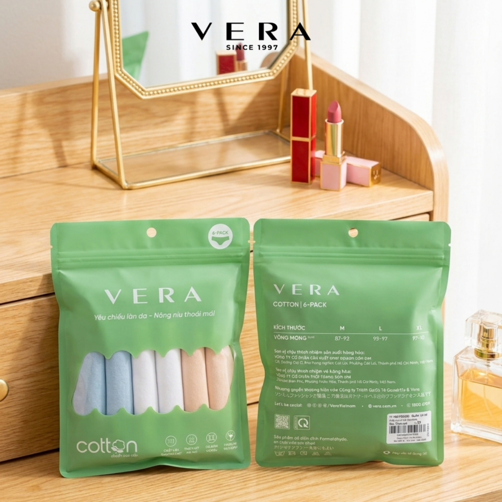 [LIVE] Combo túi zip 06 quần lót nữ cotton VERA thoáng khí kháng khuẩn 7166 [Giao màu ngẫu nhiên]