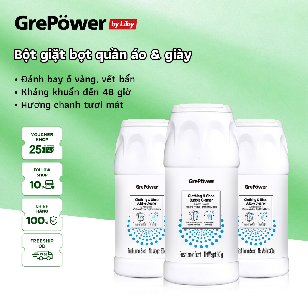 Bột Giặt Bọt Đa Năng GrePower, Làm Trắng Quần Áo Và Giày, Làm Trắng Vết Bẩn，Không Cần Chà Xát
