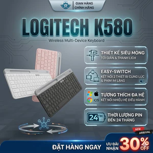 Bàn Phím Không Dây Bluetooth Logitech K580 - Multi Device, Mỏng Nhẹ Silent, Pin 24Th