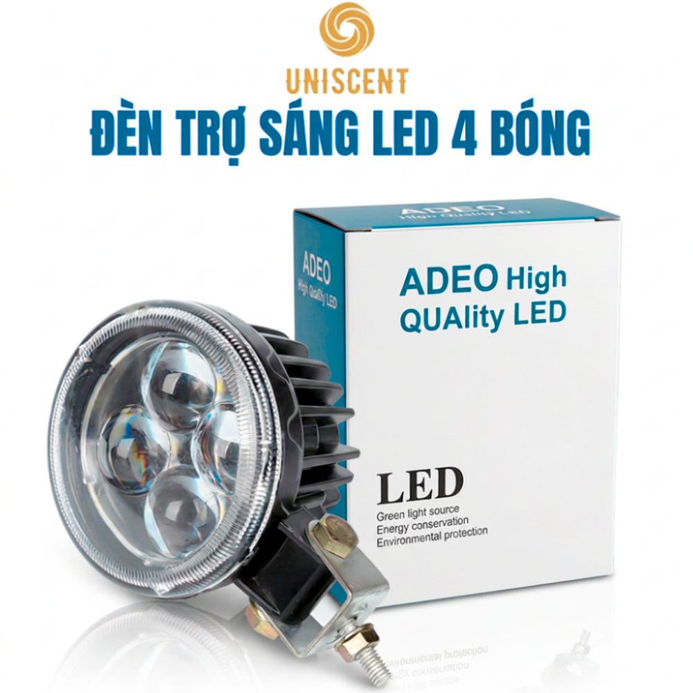 [Hàng Xịn] Đèn Trợ Sáng Ô Tô/ Đèn Trợ Sáng LED 4 Bóng/ Đèn Trợ Sáng Chống Nước -12/24V Adeo