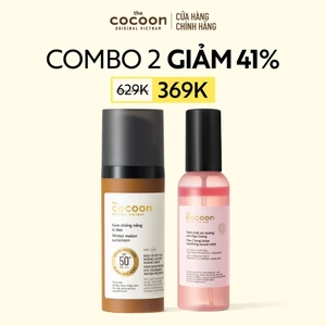 COMBO Kem chống nắng bí đao 50ml & Tinh chất xịt dưỡng sen Hậu Giang Cocoon 100ml