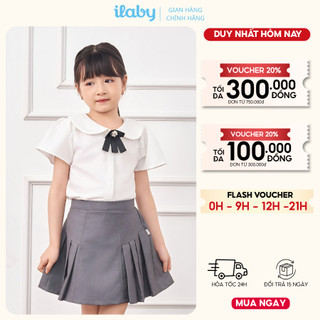 Set đồ đi học bé gái ILABY HCM áo sơ mi cánh tiên và chân váy xếp ly [1680 1911]