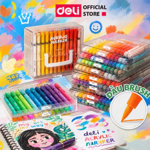 Bút Màu Acrylic Marker Roller Free Ink Đầu Lông Mềm Bút Lông Màu Deli Vẽ Mọi Chất Liệu