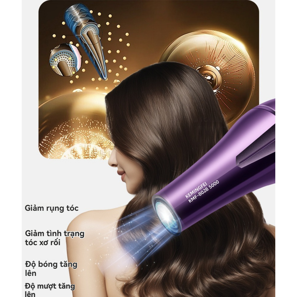 【Giao 24h】Máy sấy tóc tốc độ cao, chăm sóc tóc bằng ánh sáng xanh, máy sấy tóc gia dụng công suất cao