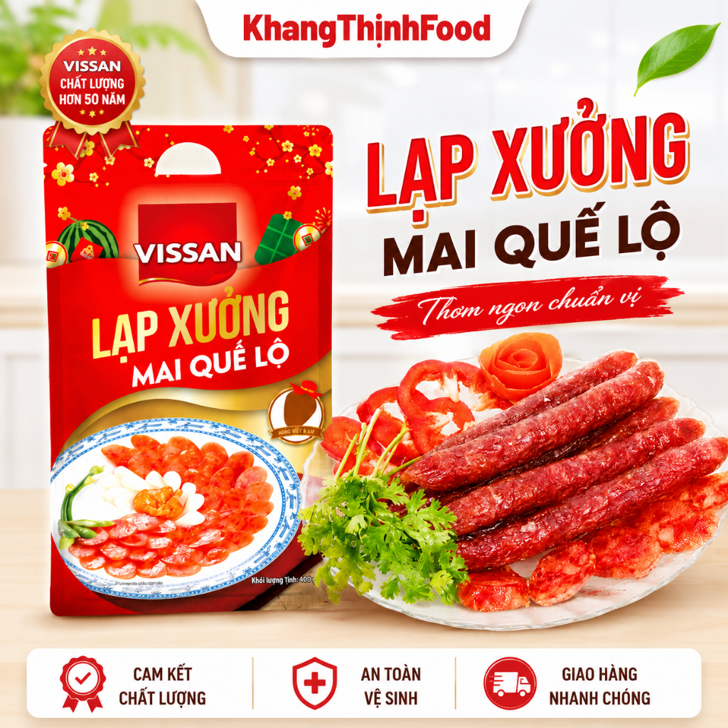 1KG Lạp Xưởng Vissan Mai Quế Lộ – Chính Hãng, Date Mới – HSD Dài 7 Tháng