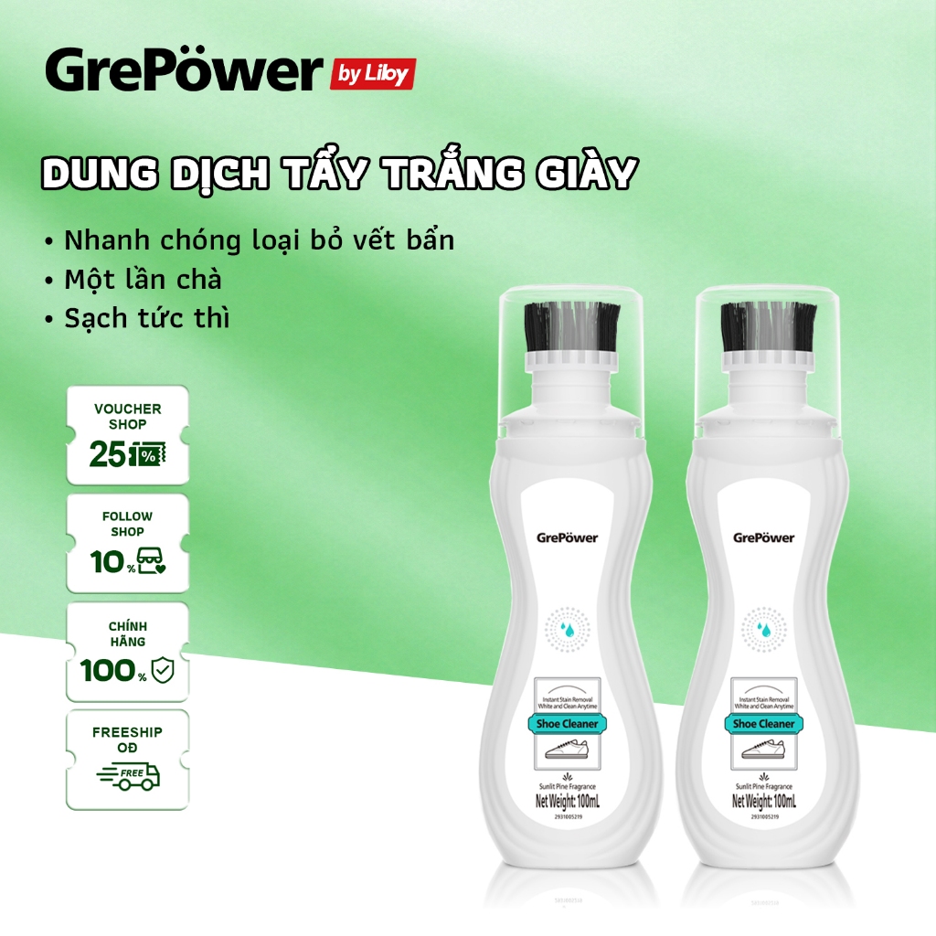 Chai tẩy trắng giày GrePower - không cần giặt， Lau là sạch!