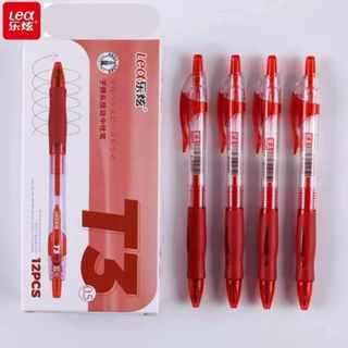 LEAFBOOK Bút Bi Gel Nước Bấm LEX/LEA/KING T3 S08 Ngòi 0.5mm – Có Đệm Cầm, Viết Êm, Mực Ra Đều