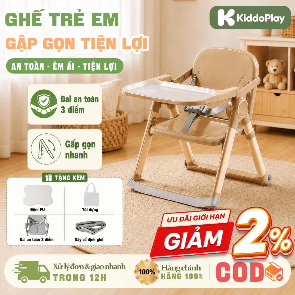 ghế ăn dặm gấp gọn cho bé,nhôm hợp kim,Nhẹ tay, tiện mang, cực dễ thu dọn,ghế ngồi ăn dặm cho bé