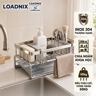 LOADNIX Giá Để Đồ Rửa Chén INOX Chống gỉ và bền bỉ Kệ Đựng Đồ Bồn Rửa Bát Có thể đựng khăn lau