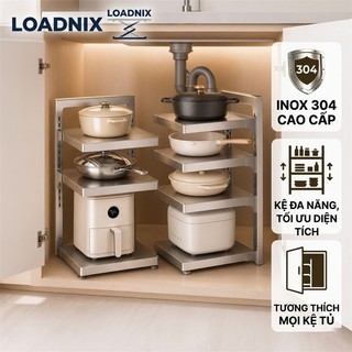 LOADNIX Kệ để xoong nồi inox 304 Đa Năng Nhiều Tầng Kệ Bếp Để Xoong Nồi Chống Gỉ Bền Bỉ