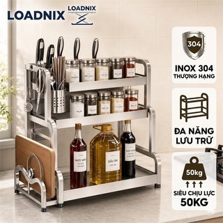 LOADNIX Kệ Gia Vị Inox 304 Cao Cấp Đa Năng Kệ Đựng Hũ Gia Vị Bếp Nhà 2/3 Tầng Tối Ưu Không Gian Dễ Lắp Đặt Chịu Lực Tốt