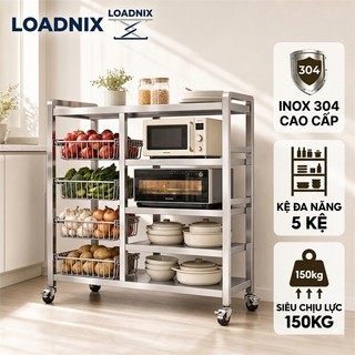Kệ Để Đồ Nhà Bếp inox Bền bỉ lâu năm Kệ để lò vi sóng đa năng có bánh xe Chịu lực lên đến 300kg