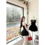 Đầm Tăm Zip Cúp Nơ Nhí Nhún Bèo Tầng Hot