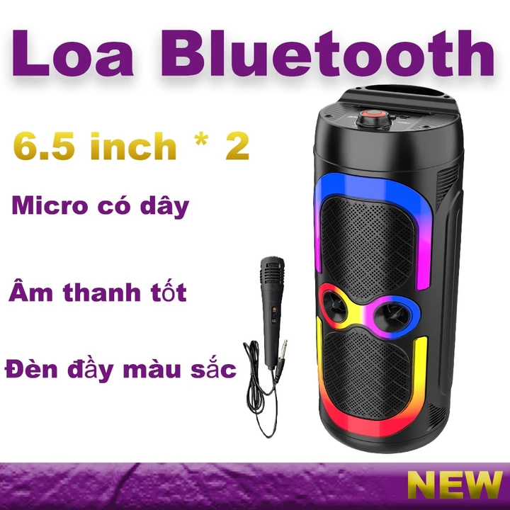 Loa đôi 6,5 inch Loa Bluetooth Loa di động Loa LED Loa karaoke Loa micro