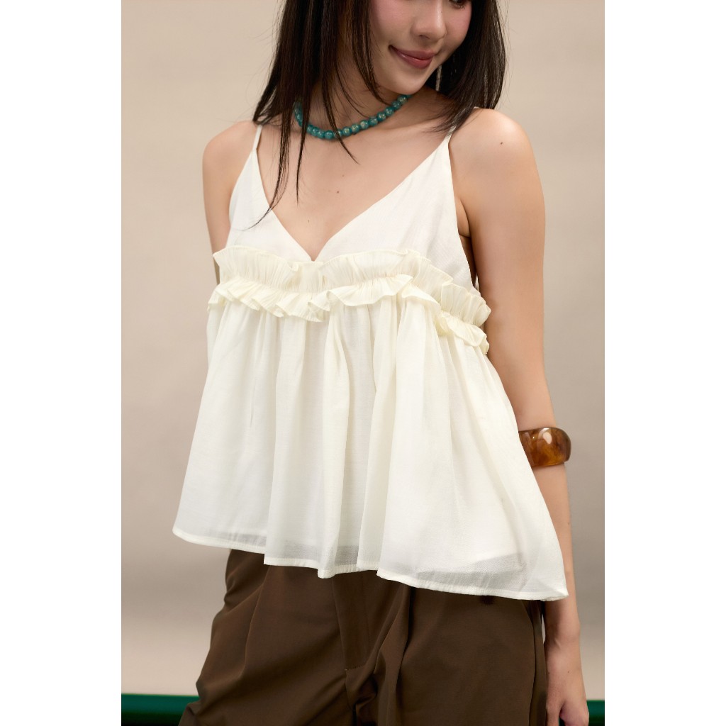 Áo kiểu hai dây babydoll Bisel Miều Est.2013 chất vải tơ hàn nhẹ nhàng thoáng mát