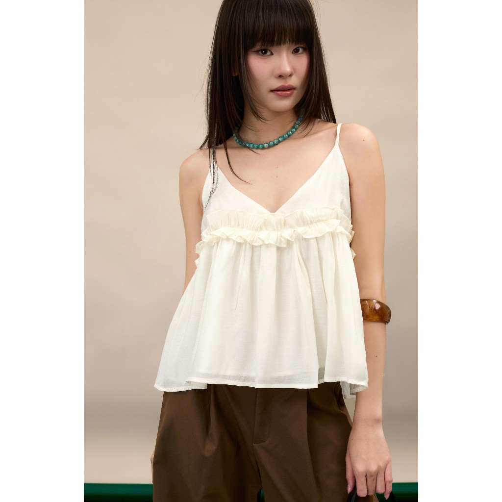 Áo kiểu hai dây babydoll Bisel Miều Est.2013 chất vải tơ hàn nhẹ nhàng thoáng mát