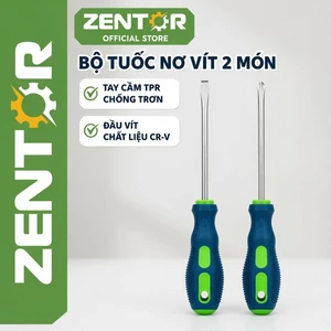 Bộ 2 tua vít Zentor - Bộ tuốc nơ vít 2 chi tiết tô vít chất liệu thép Cr-V, Tay bọc nhựa